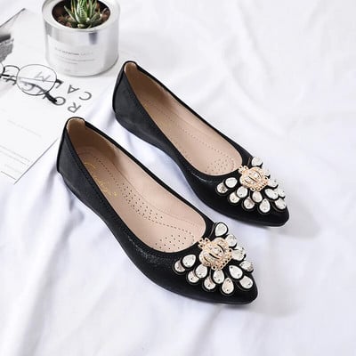 Comemore Modne ženske ravne cipele Luksuzne sandale Ljetna obuća za žene Sa vještačkim kamenčićima Meki potplat Udobne ženske crne cipele 2023.