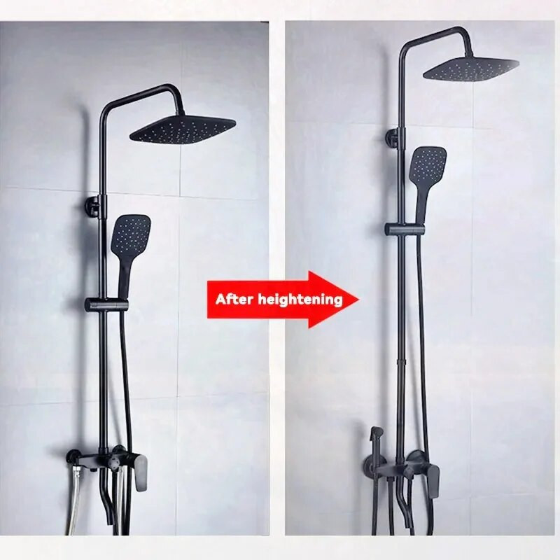 Dušo ilgintuvas Dušo laikiklis Dušo prailginimo strypo pakėlimo vamzdis Vonios kambario priedai Dušo ilgintuvas pilkai juodas