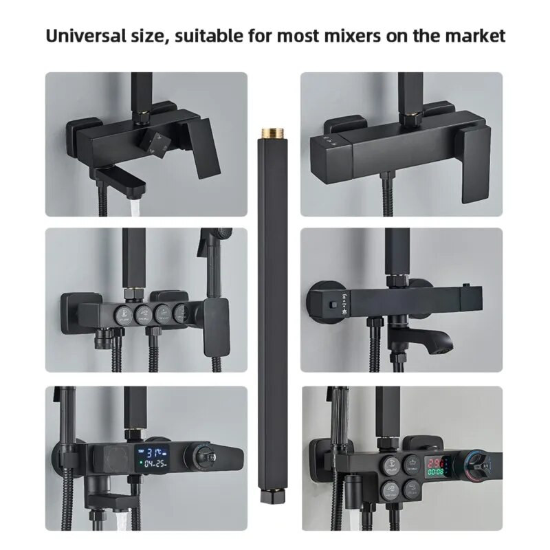 30/40 cm roostevabast terasest dušivarraste pikendustorud: ruudukujulised dušivardade pikendused kõrgemale tõstetud dušikabiinidele, vannitoatarvikud