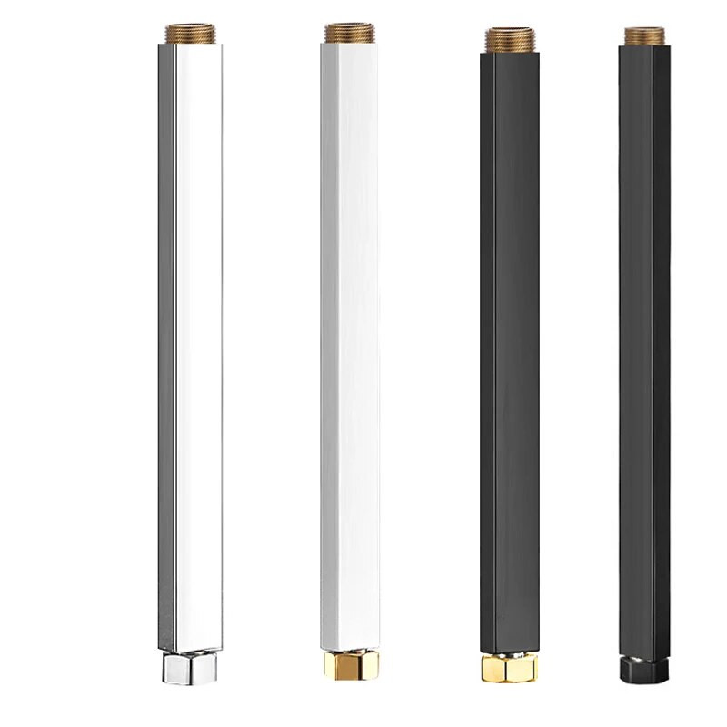 Juodas dušo prailginimo vamzdelis chromas vonios kambario prailginimas dušo rankenos kokybės nerūdijančio plieno vonios dušo juostos kvadratinis ilgintuvas