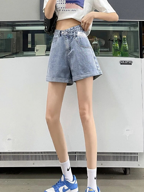 Zoki Design Ženske Letter Denim kratke hlače Harajuku Ležerne vintage kratke hlače A kroja Ljetne korejske kratke traperice visokog struka u elegantnom stilu