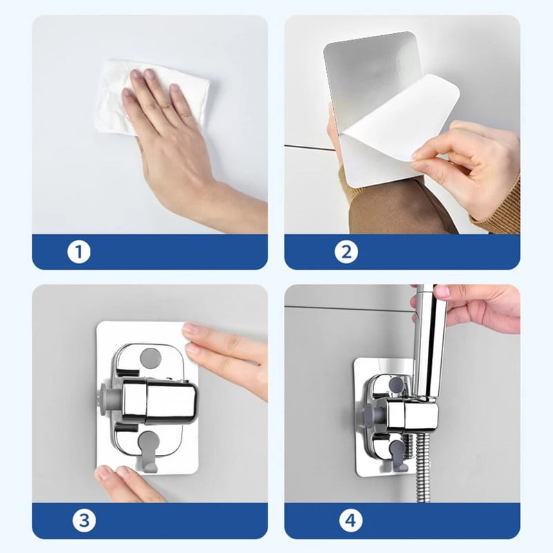 Držač tuša Podesivi nosač glave tuša s kukom Nosač za zidnu montažu za kupaonicu bez probijanja Fiksno sjedalo Hardverski dodaci