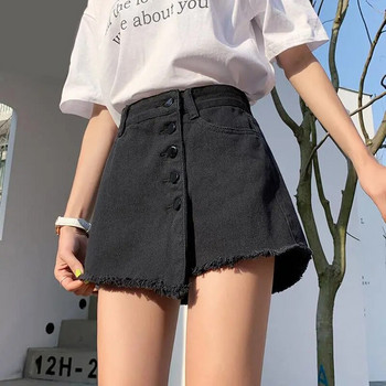 Дамски къси широки къси панталони за жени, които да носят широка пола-кюлот Офис работа Деним Свободни дънки Класически младежки еластични XL