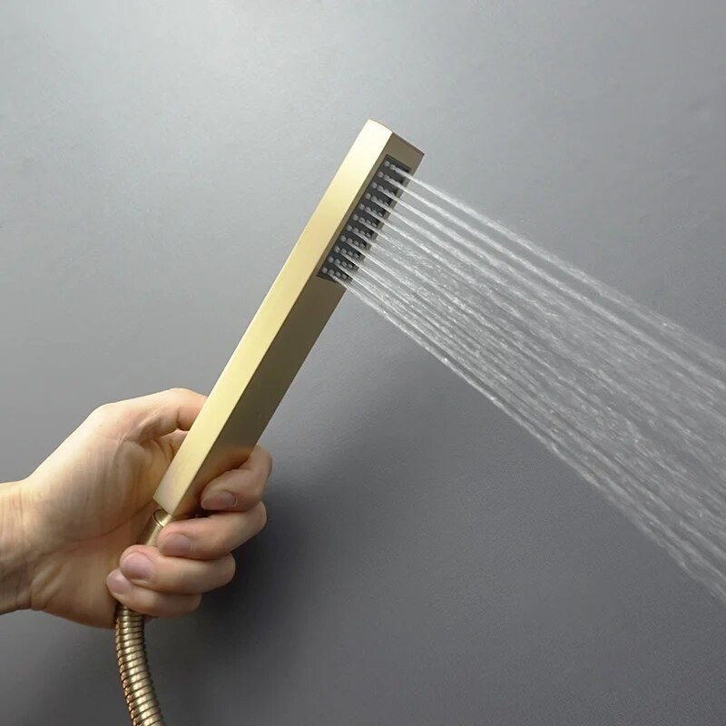 Šlifuotas / matinis juodas / pilkas / šlifuotas auksinis kvadratas 304 nerūdijančio plieno rankinis aukšto slėgio dušo galvutės dušo priedai