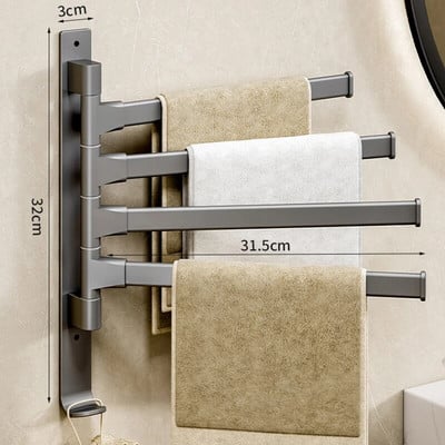 Držač ručnika koji se može okretati za 180° Svemirski aluminijski vješalica za ručnike za tuš kabinu Višenamjenski organizator za pohranu kupaonskog pribora
