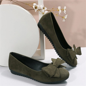 Ежедневни дамски равни обувки с бантик, есенни плитки обувки с кръгли пръсти, удобни плътни дамски обувки за ходене на открито, голям размер 43