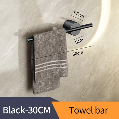 Juodas rankšluosčių laikiklis nerūdijančio plieno vonios rankšluosčių kabykla vandeniui atspari rankšluosčių laikiklis SS auksinė lentyna lentynų priedai 811783