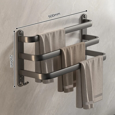 Vješalica za ručnike Zidni držač ručnika od 50 cm Kupaonski s prostorom za naljepnice Aluminijska višeslojna šipka za ručnike Kupaonski pribor