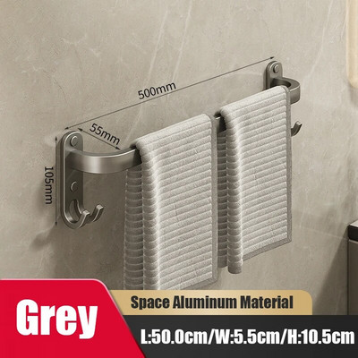 Zidni stalak za ručnike Grey Space Aluminijski držač za tuš kabinu Vješalica za ručnike Višeslojna šipka za ručnike Kupaonski pribor