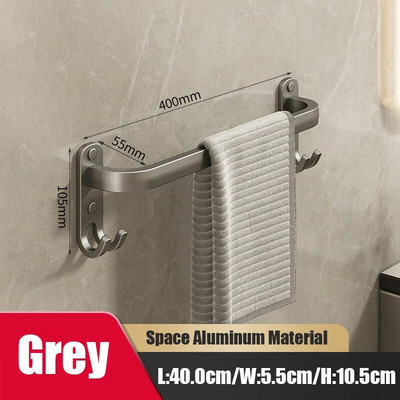 Zidni stalak za ručnike Grey Space Aluminijski držač za tuš kabinu Vješalica za ručnike Višeslojna šipka za ručnike Kupaonski pribor
