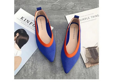 Luksuzne ženske balerinke Cipele za pletenje Ženske balerinke Modne natikače sa šiljatim natikačama s leopard printom Prozračne cipele za brod