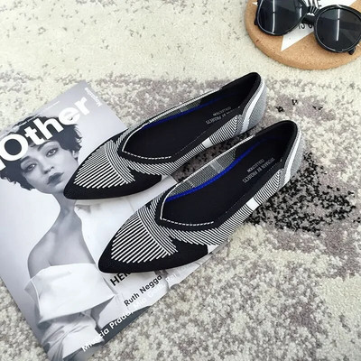 Luksuzne ženske balerinke Cipele za pletenje Ženske balerinke Modne natikače sa šiljatim natikačama s leopard printom Prozračne cipele za brod