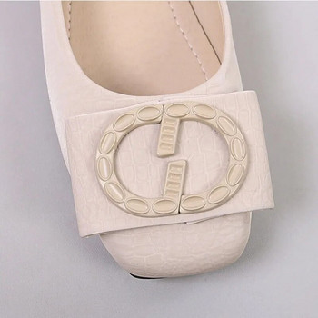 2024 Елегантни пролетни дамски дамски метални квадратни пръсти Kawaii Lady Designer Barefoot Flats Монтиращи черни Лолита Розови парти обувки Mary Jane