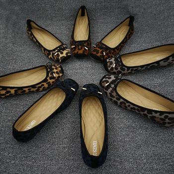 Γυναικεία παπούτσια για σκάφος μεγάλου μεγέθους 2023 Άνοιξη Φθινόπωρο Νέο Leopard Print Τετράγωνα πλακέ ρηχά γυναικεία παπούτσια Κορεατική μόδα γραφείου loafer