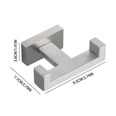 Rozsdamentes acél kampó nélküli lyukasztó dupla alakú kampó konyhai fürdőszobai szekrény ajtóhoz Hátsó típusa kabát törülköző akasztó