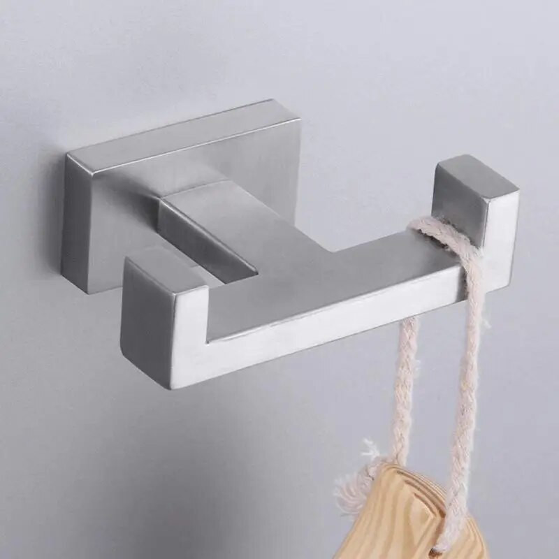 Rozsdamentes acél kampó nélküli lyukasztó dupla alakú kampó konyhai fürdőszobai szekrény ajtóhoz Hátsó típusa kabát törülköző akasztó