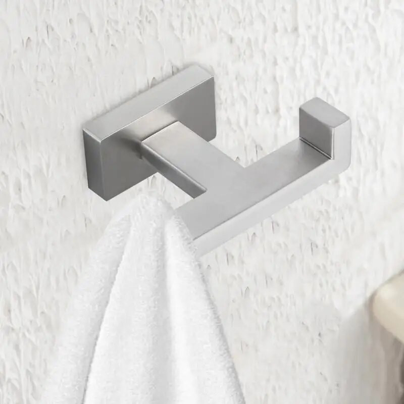 Rozsdamentes acél kampó nélküli lyukasztó dupla alakú kampó konyhai fürdőszobai szekrény ajtóhoz Hátsó típusa kabát törülköző akasztó