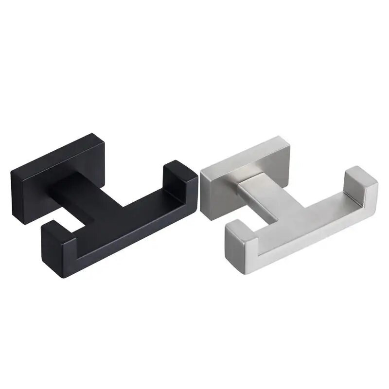 Rozsdamentes acél kampó nélküli lyukasztó dupla alakú kampó konyhai fürdőszobai szekrény ajtóhoz Hátsó típusa kabát törülköző akasztó