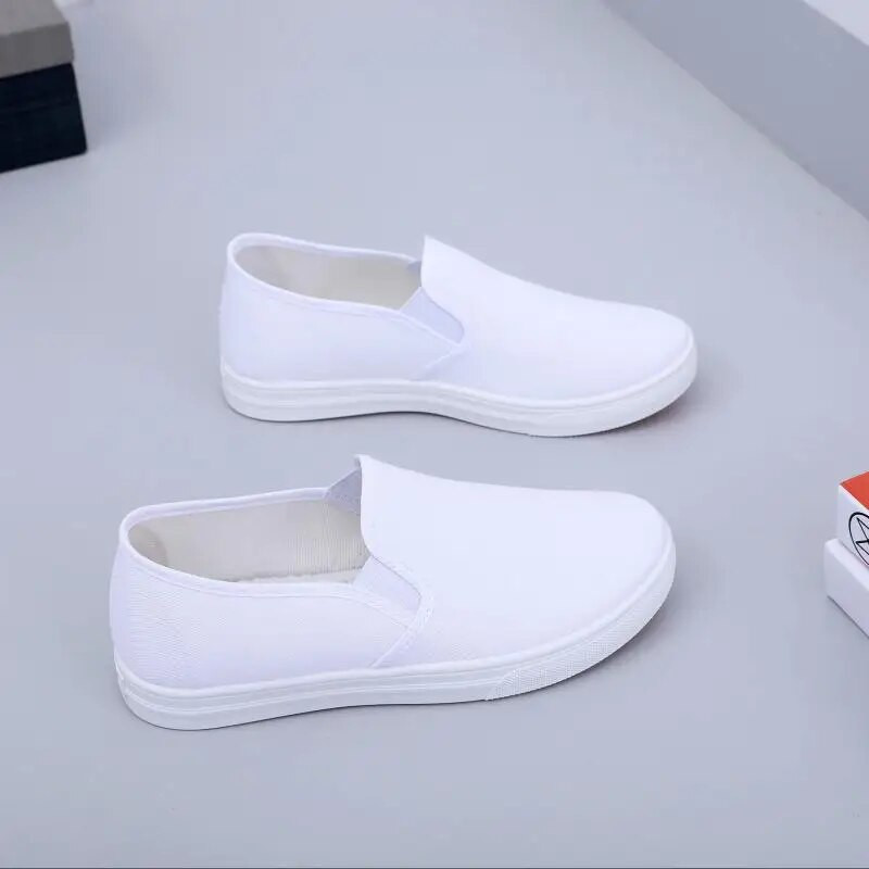 35-41 Ženske ravne cipele Proljeće Jesen Mujer Platnene natikače Ženske natikače Puni mekani potplat Ležerne bijele tenisice za hodanje Y14