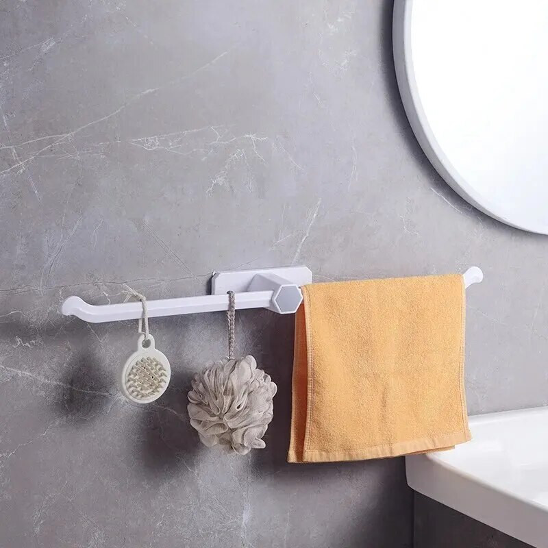 Fúrásmentes törülközőtartó egyszerű otthoni fürdőszoba egyrúd papucstartó WC műanyag tároló rendszer modern egyszerű stílus