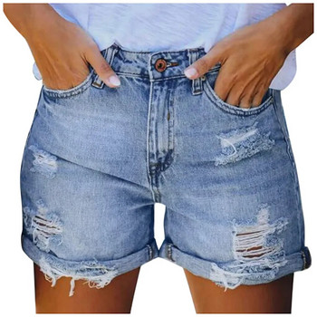 Летни дамски дънкови къси панталони с джоб, дънкови панталони с дупки, секси ежедневни къси панталони, дънки в счупен стил, панталони De Mujer