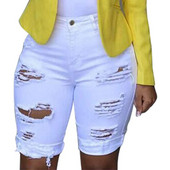 Női rövidnadrág Elasztikus tönkrement lyukas rövid nadrág farmer rövidnadrág szakadt farmer Vintage nyári nadrág Alkalmi vékony, nagy méretű rövidnadrág