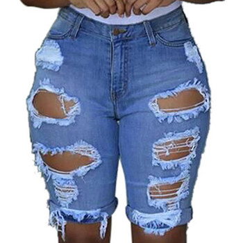 Γυναικείο σορτς με ελαστική τρύπα κοντό παντελόνι τζιν σορτς σκισμένο τζιν Vintage καλοκαιρινό παντελόνι Casual Slim Plus Size σορτς