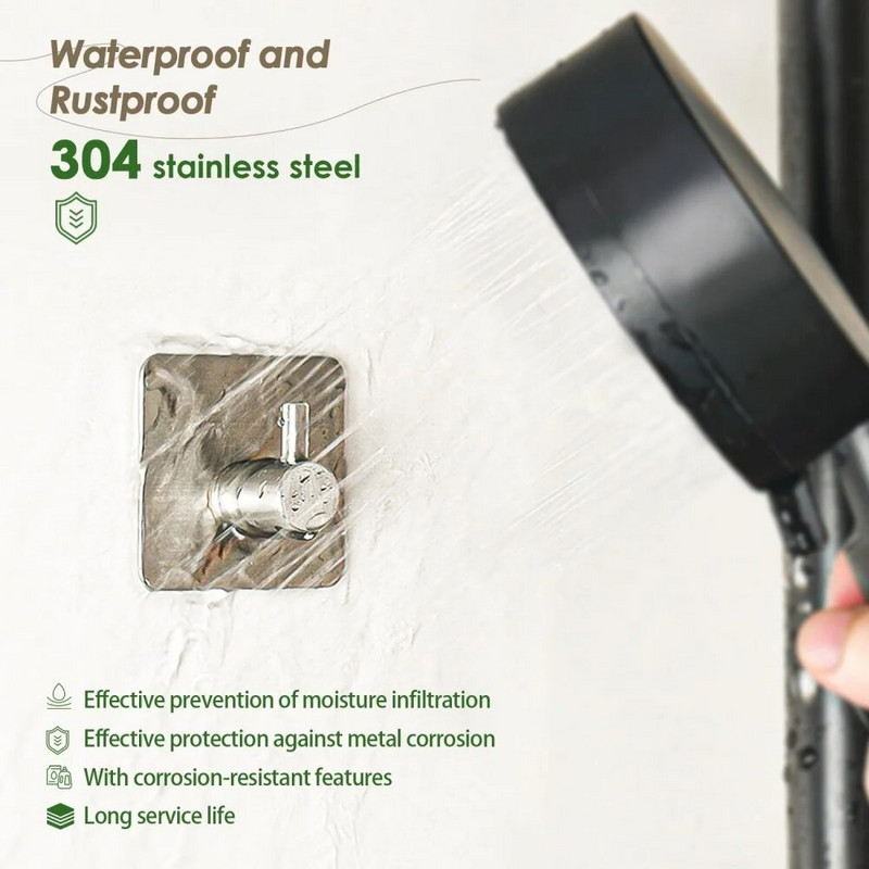 Samoljepljiva kuka, izdržljivi stalak za ručnike, set od 5 komada, zidni samoljepivi nehrđajući čelik 304, nema potrebe za bušenjem, vodootporan