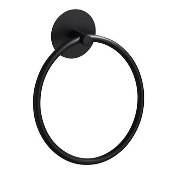 Кръгъл сребрист черен пръстен за хавлии от неръждаема стомана за баня без дупки Овална стойка за хавлии Висящ пръстен Държач за ръце Оборудване за баня