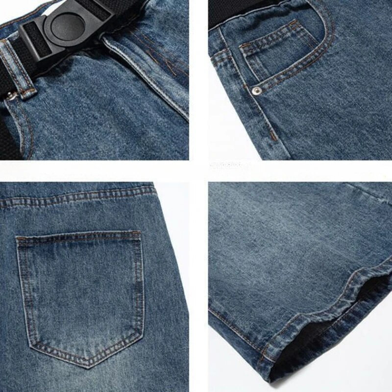 Farmer amerikai retro térdig érő rövidnadrág Női Nyári divat Szabadidő Egyszerű, magas derekú, egyenes utcai viselet női elegáns