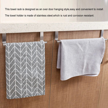 Поставка за кърпи над вратата Поставка за кърпи Държач за окачване от неръждаема стомана Домакинска баня Кухненски шкаф Поставка за кърпи Рафт Закачалка