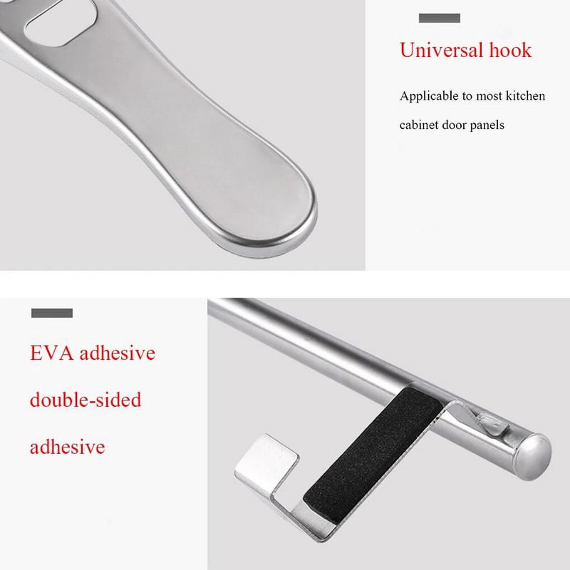 Törölközőtartó az ajtó felett Törülközőtartó akasztós tartó Rozsdamentes acél háztartási fürdőszoba konyhai szekrény törülköző rongytartó polc akasztó