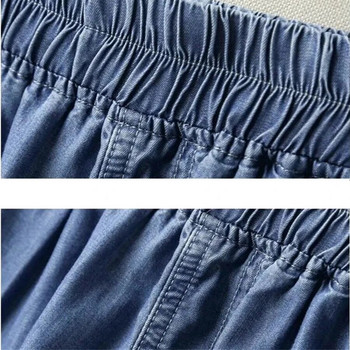 Καλοκαιρινό σορτς Ice Silk Φαρδύ τζιν Μπλε Λεπτό Pantalones Cortos Ελαστικό ψηλόμεσο Oversize 4xl Γυναικείο τζιν παντελόνι Casual Vaqueros