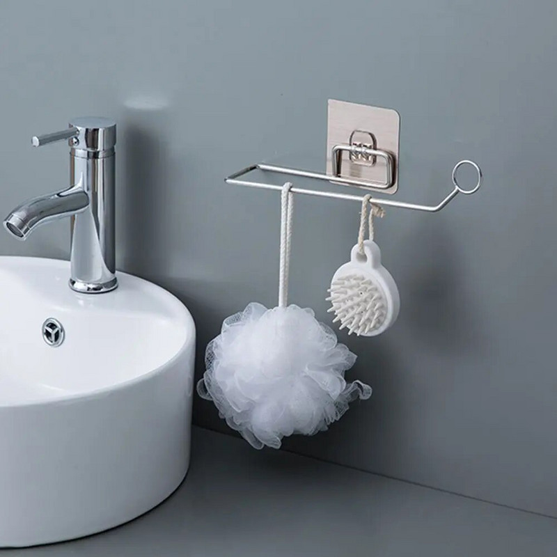 Prsten za ručnike za ruke Kupaonski organizator bez bušenja Rola papirna polica Držač za pohranu Stalci za ručnike Zidni