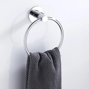 Самозалепващи се пръстени за кърпи от неръждаема стомана Кръгъл държач за кърпи за баня Стенен държач за кърпи за ръце за кухня, баня