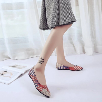Нови дамски равни обувки Модни мокасини с остри пръсти с плитка уста Обикновени ежедневни обувки със смесен цвят, приплъзващи се, голям размер Tens Feminino