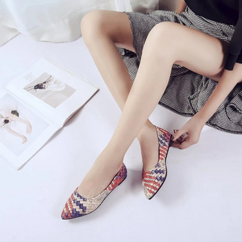 Нови дамски равни обувки Модни мокасини с остри пръсти с плитка уста Обикновени ежедневни обувки със смесен цвят, приплъзващи се, голям размер Tens Feminino