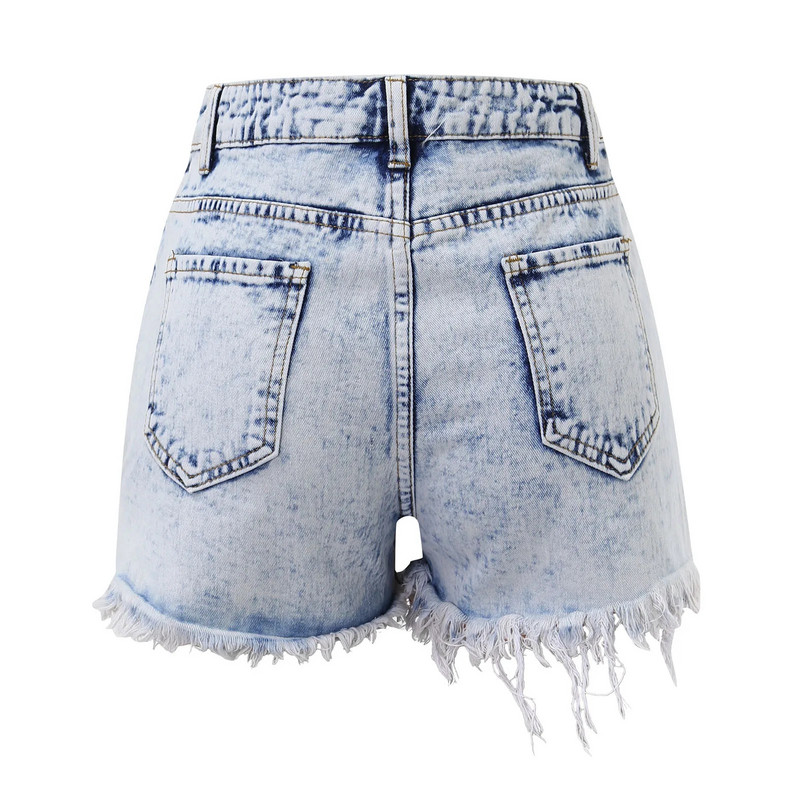 Pantaloni scurți de blugi pentru femei de vară, cu tiv rupt, pantaloni scurți din denim învechiți cu talie înaltă, blugi de denim, în stil vechi, pantaloni de femeie