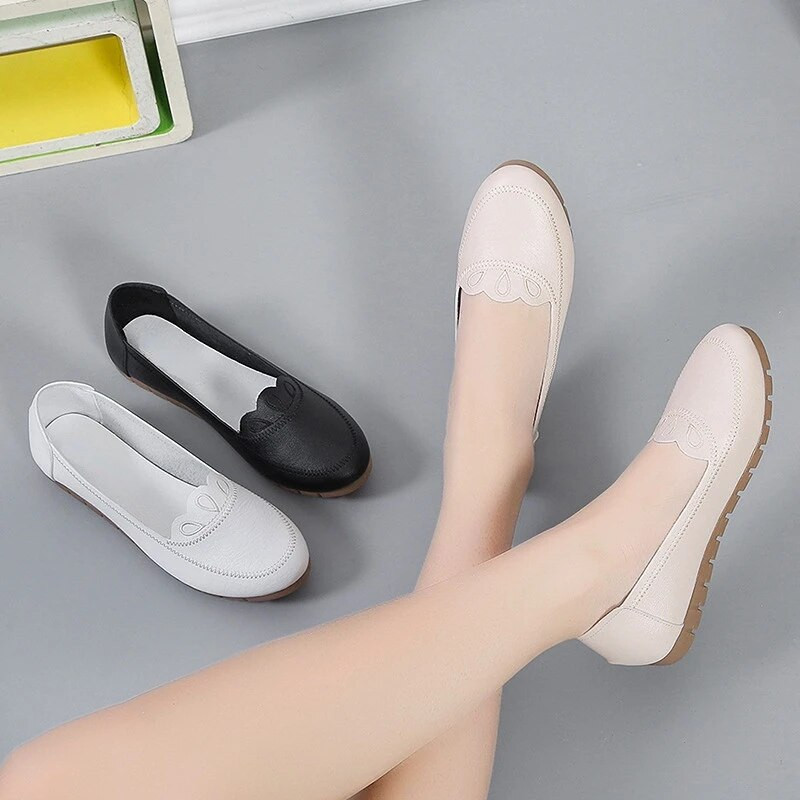 BCEBYL 2023 Nova moda proljeće jesen ženske cipele za čamac Ravne ženske cipele na ravnoj udobnoj bijeloj crnoj cipeli