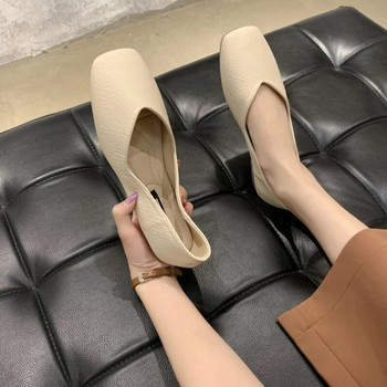 Пролет Есен Нови плоски дамски корейски универсални работни обувки с квадратни пръсти и плитка уста Леки ежедневни обувки за лодка Дамски обувки