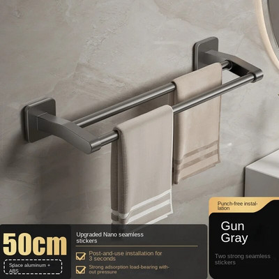 Kupaonski stalak za ručnike Vješalica za pohranu Stalak za cipele za samoljepljivi organizator Kupaonski pribor bez prostora za bušenje Aluminij