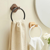 Aliuminis + medinis rankšluosčių žiedas, rankinių rankšluosčių laikiklis vonios kambariui, rankšluosčių kabykla, skirta virtuvės sieniniam laikymui.