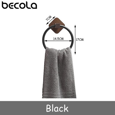 Aliuminis + medinis rankšluosčių žiedas, rankinių rankšluosčių laikiklis vonios kambariui, rankšluosčių kabykla, skirta virtuvės sieniniam laikymui.