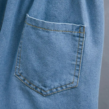 Κοντό παντελόνι για γυναίκα που φοράει ελαστική μέση Γυναικεία σορτς τζιν μεσαίου μήκους Kawaii Cute βολάν τζιν βερμούδα Half Outdoor