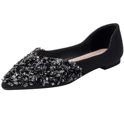 2024., nove elegantne ženske proljetne cipele sa špicastim vrhovima i plitkim šljokicama, dizajnerske cipele s blistavim kamenčićima u korejskoj verziji, ženske cipele Mary Jane