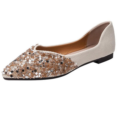 2024., nove elegantne ženske proljetne cipele sa špicastim vrhovima i plitkim šljokicama, dizajnerske cipele s blistavim kamenčićima u korejskoj verziji, ženske cipele Mary Jane