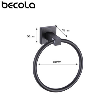Becola черен плътен алуминиев пръстен за хавлии за хавлии за баня Хардуер за баня Държач за хавлии