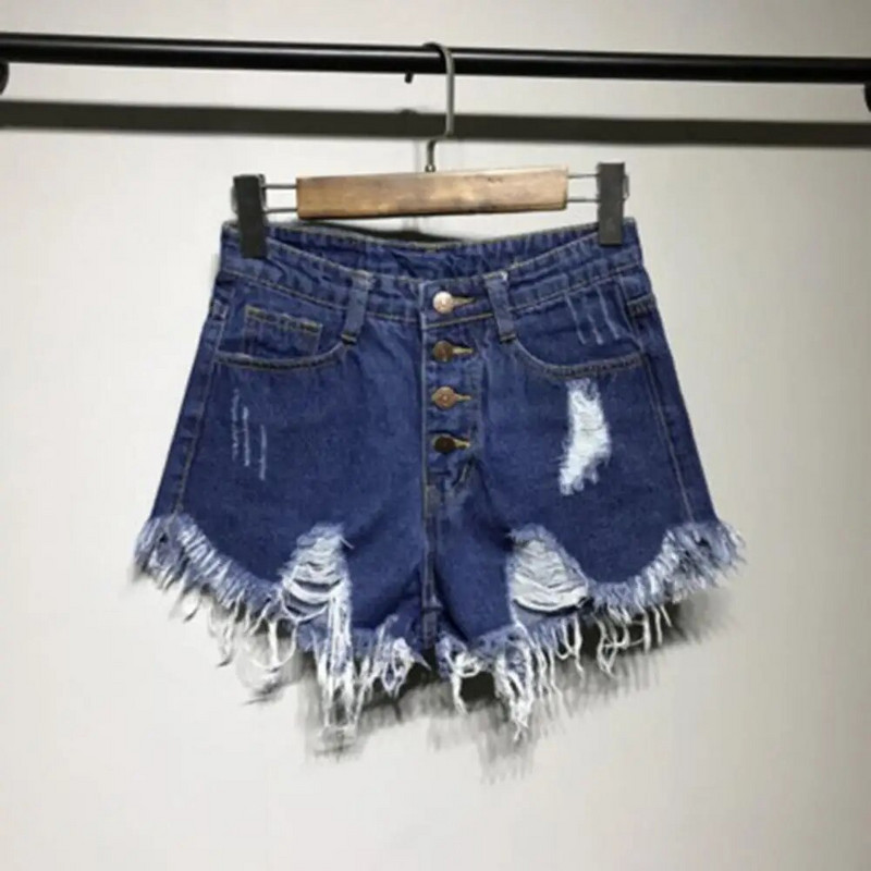 Pantaloni scurți din denim de vară Blugi rupti cu ciucuri pentru femei Pantaloni scurți din denim cu talie înaltă Pantaloni scurti de blugi sexy pentru femei
