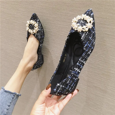 Модни остри офис дамски обувки Елегантни луксозни маркови дамски равни обувки