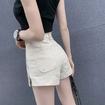 Κοντό παντελόνι για γυναίκα που φοράει τζιν τζιν Γυναικείο σορτς εργασίας Λευκό γραφείο ψηλόμεσο βαμβακερό κορεάτικο στιλ Προσφορά Δωρεάν αποστολή XL